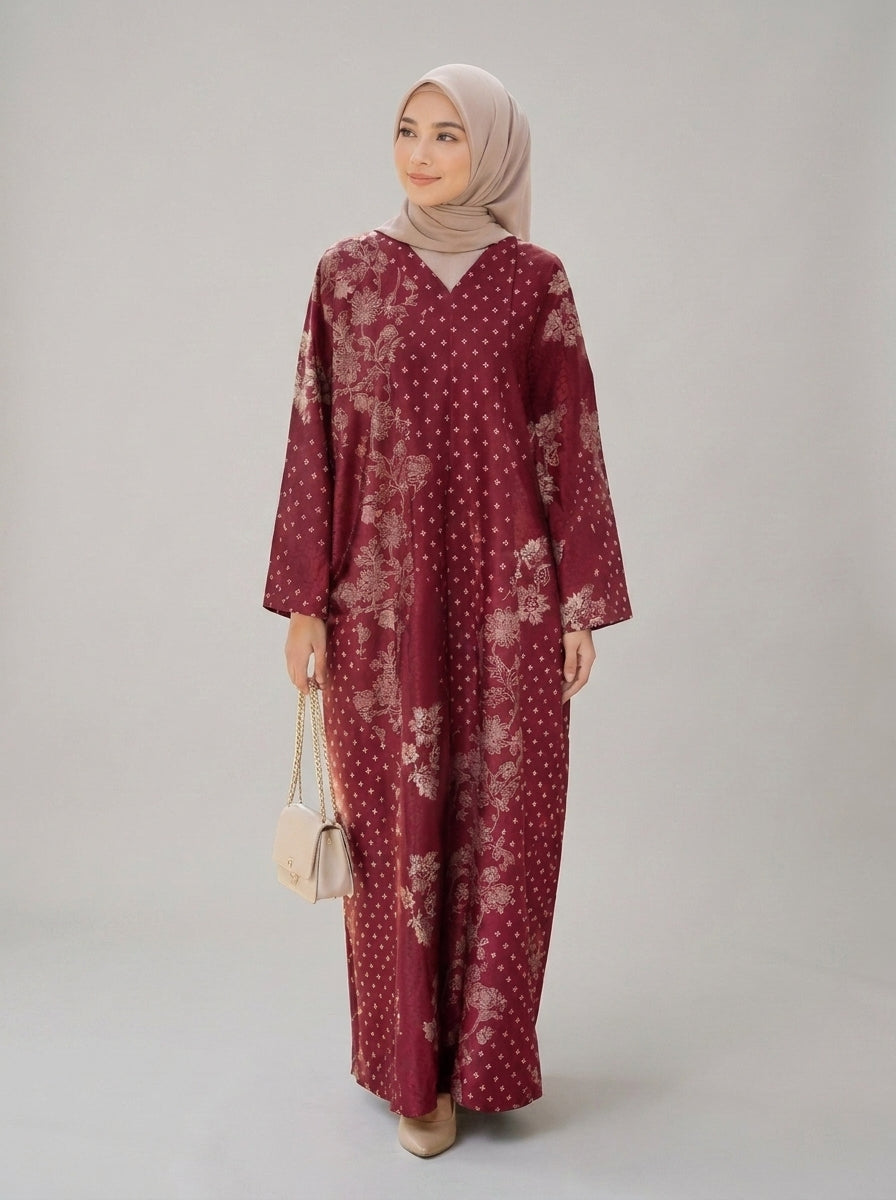 Burgundy Bloom Kaftan