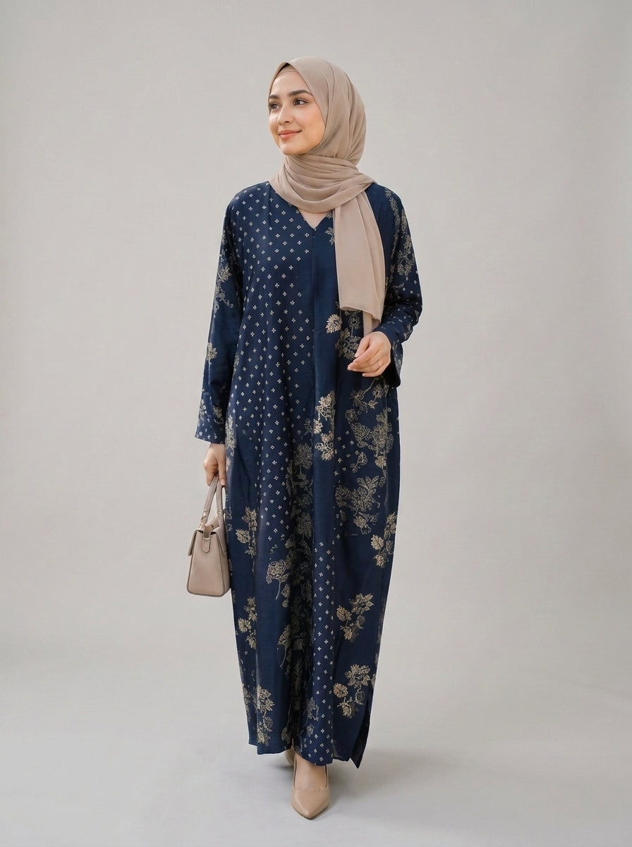 Midnight Navy Printed Kaftan