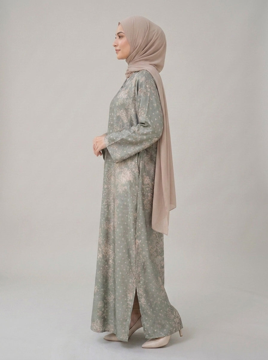 Sage Mist Floral Kaftan