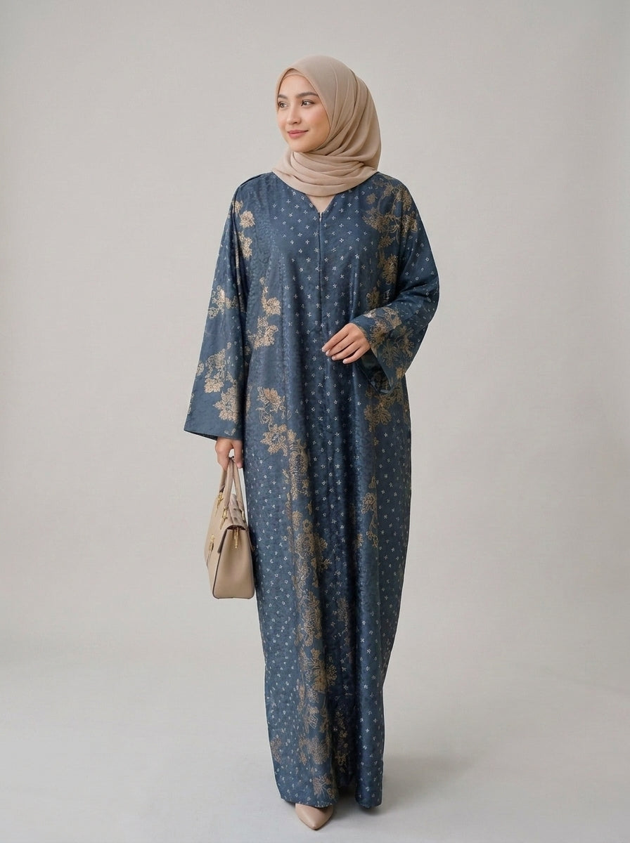 Slate Blue Gilded Kaftan