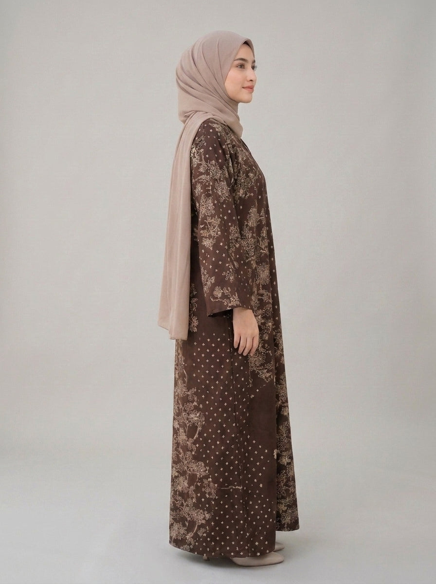 Espresso Brown Floral Kaftan