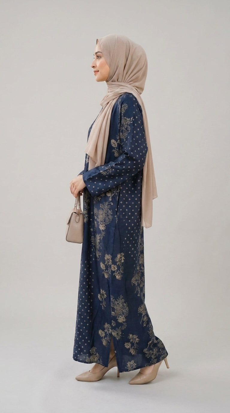 Midnight Navy Printed Kaftan
