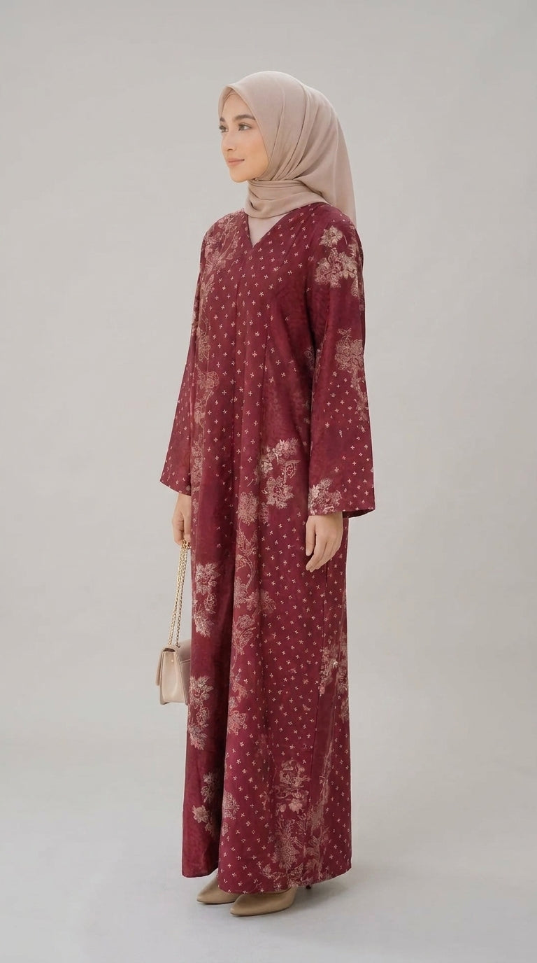 Burgundy Bloom Kaftan