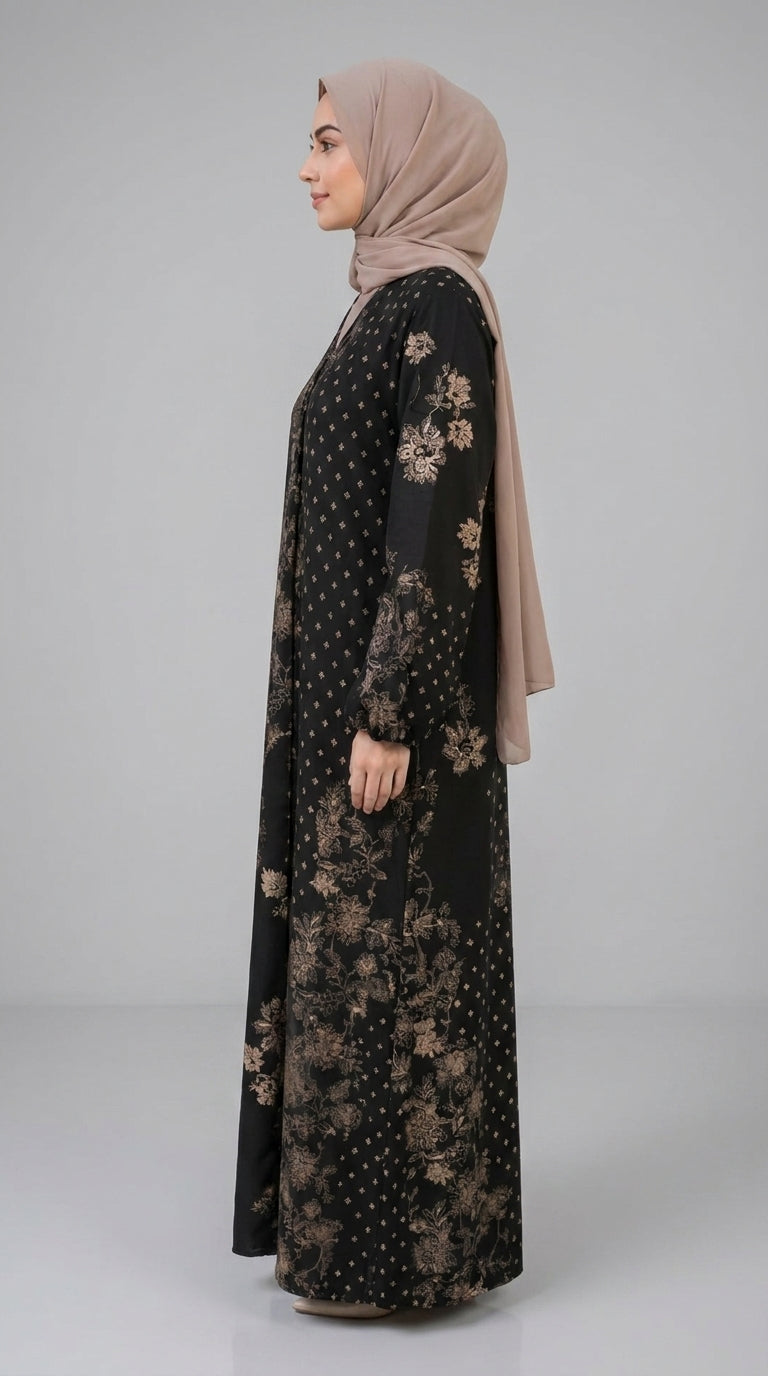 Noir Gold Floral Kaftan