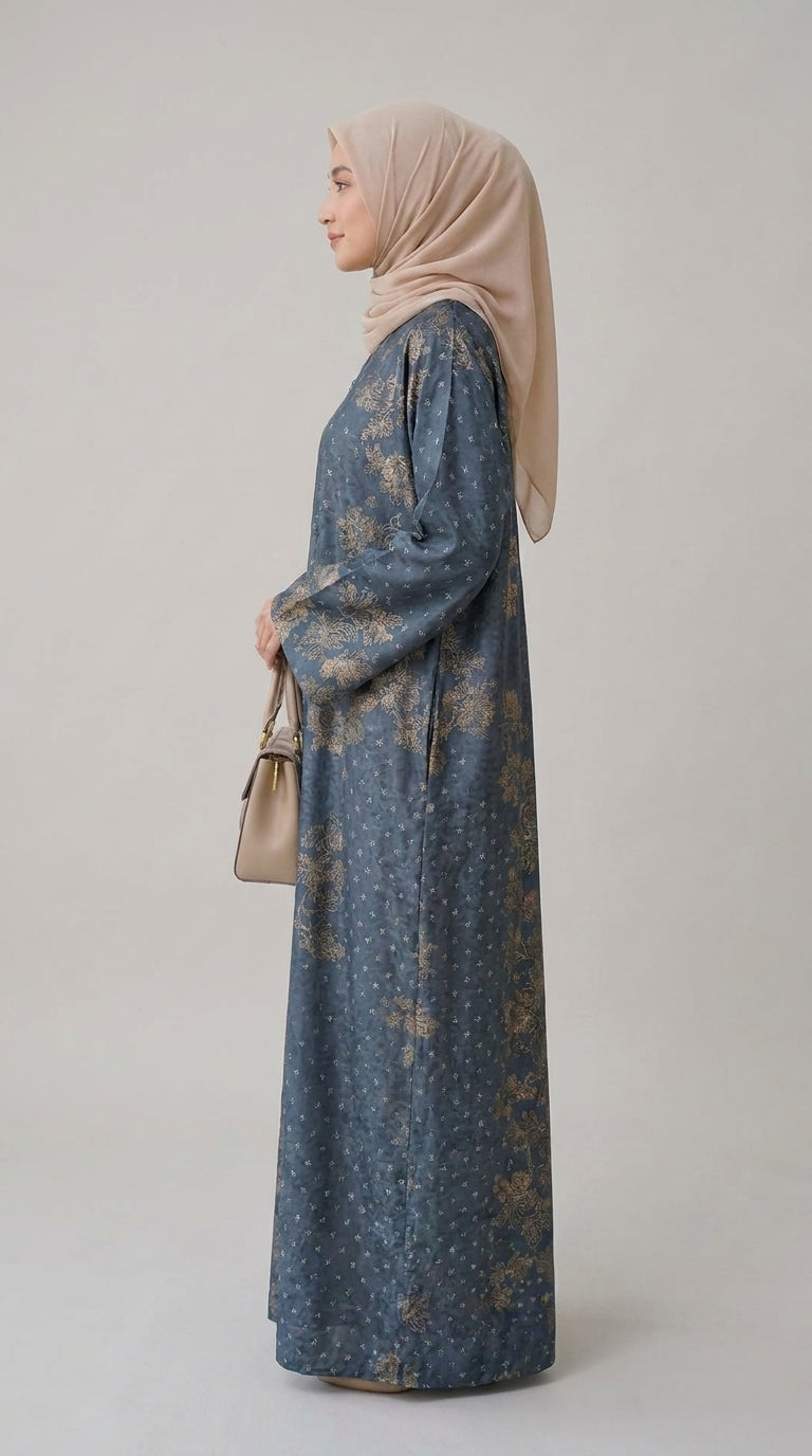 Slate Blue Gilded Kaftan