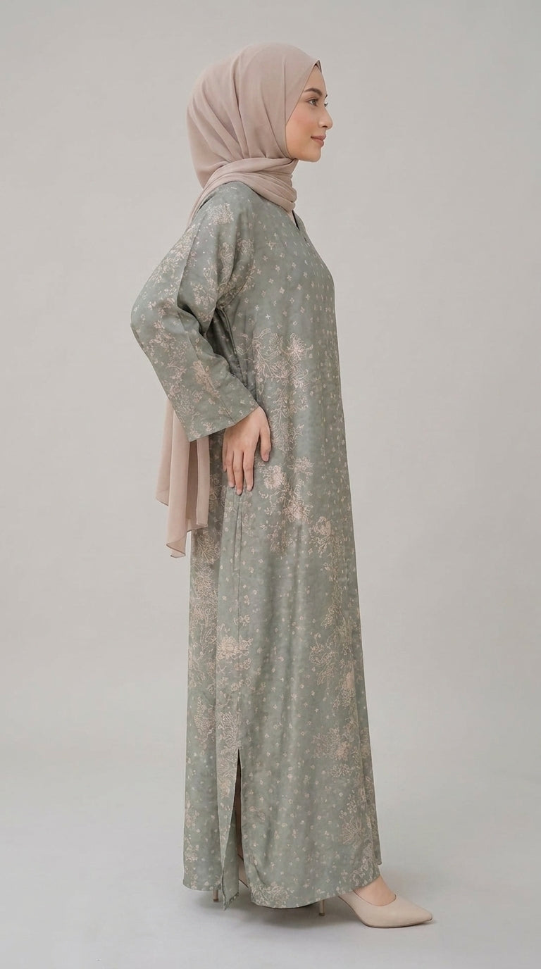 Sage Mist Floral Kaftan