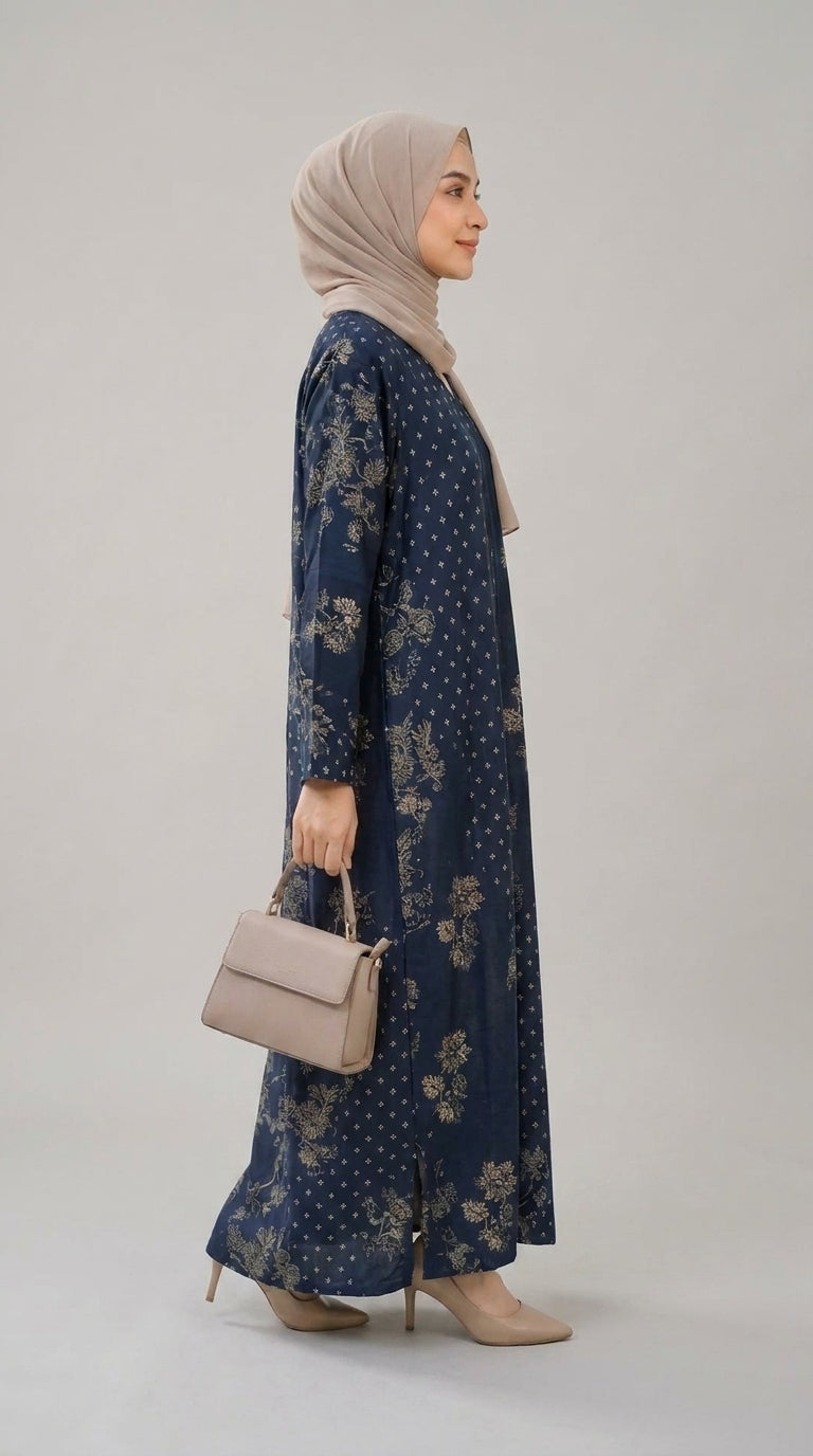 Midnight Navy Printed Kaftan