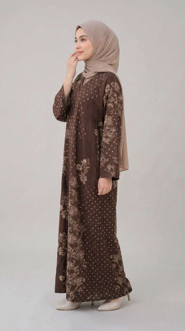 Espresso Brown Floral Kaftan