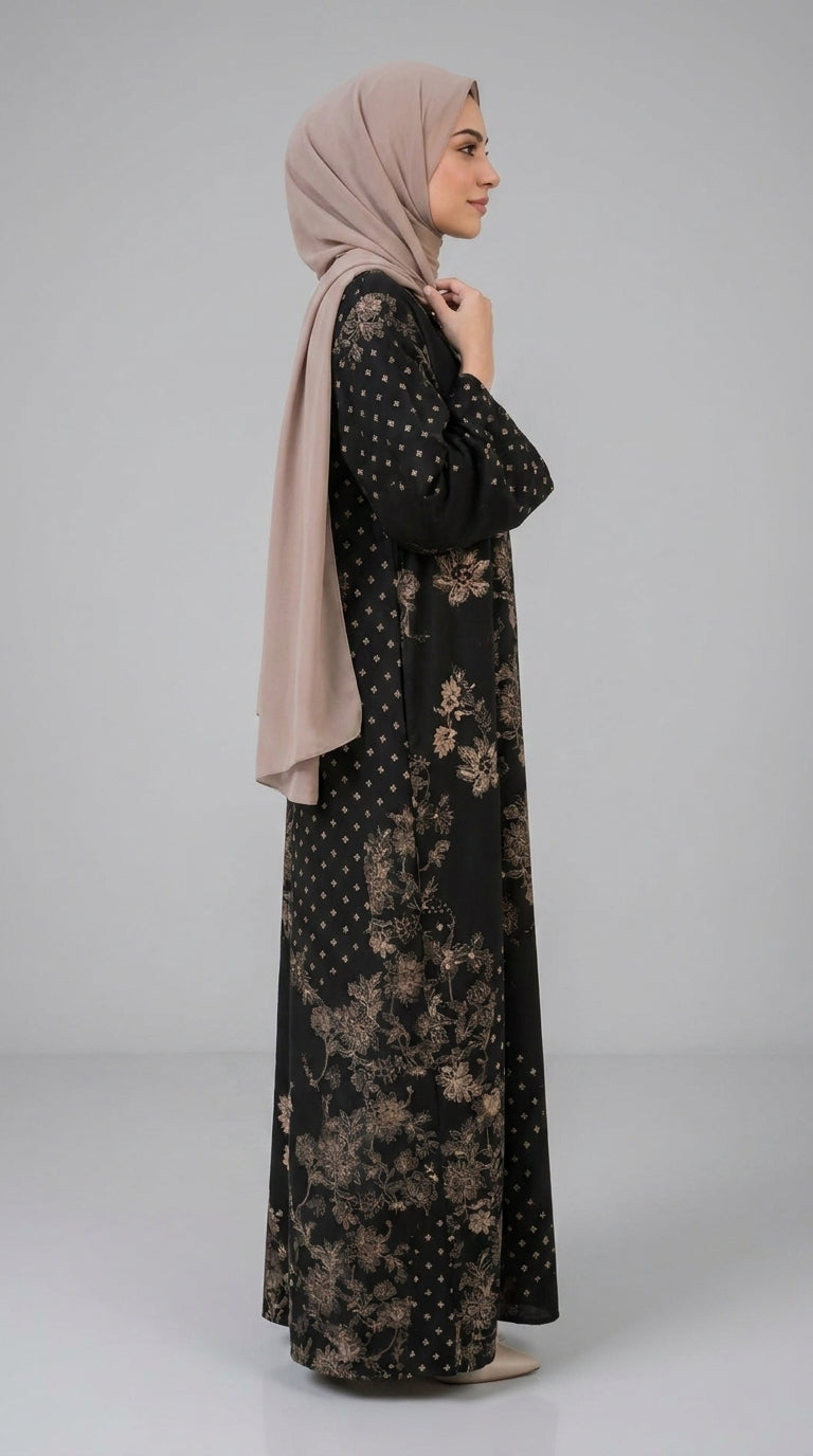 Noir Gold Floral Kaftan