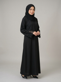 Noir Lace-Cuff Abaya