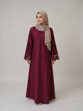 Aubergine Lace-Cuff Abaya