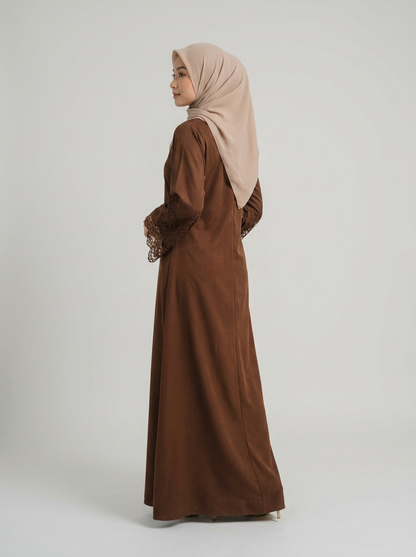 Cocoa Lace Cuff Abaya