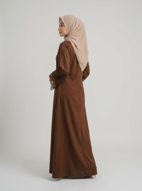 Cocoa Lace Cuff Abaya