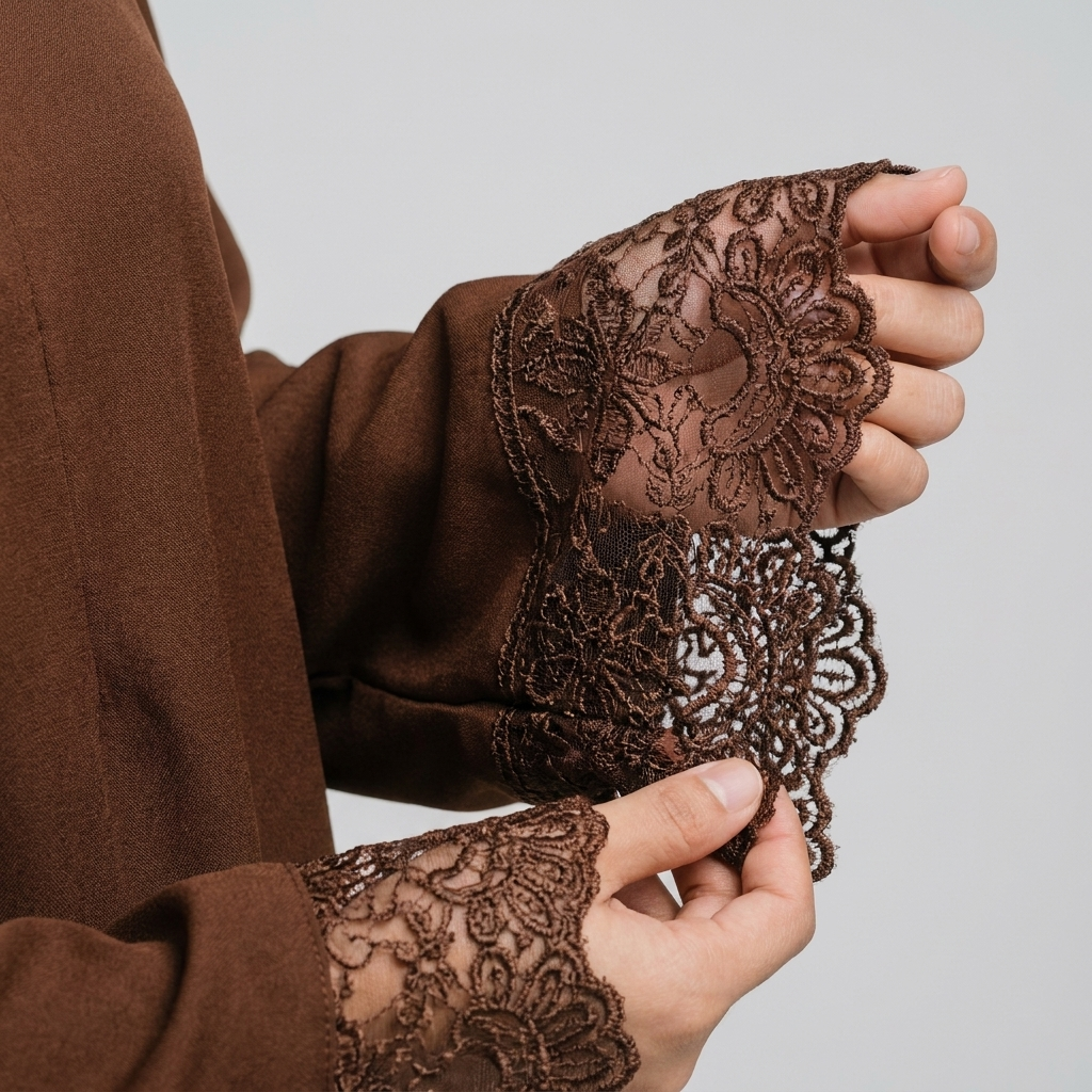 Cocoa Lace Cuff Abaya