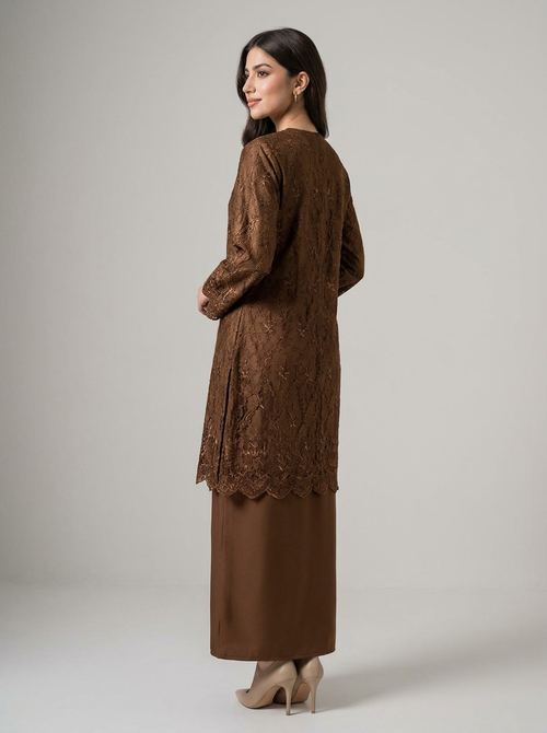 Cocoa Lace Kurung Set