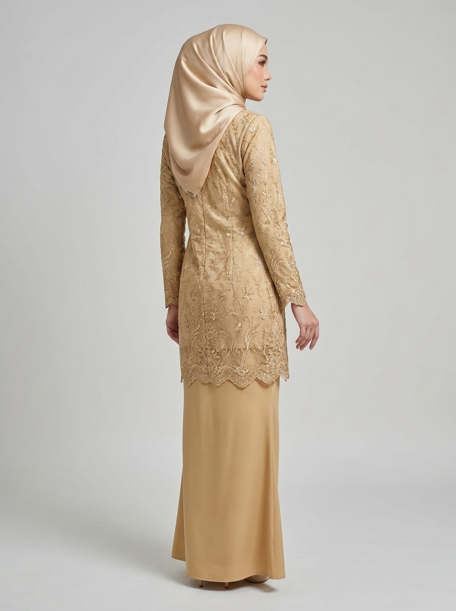 Champagne Lace Kurung Set